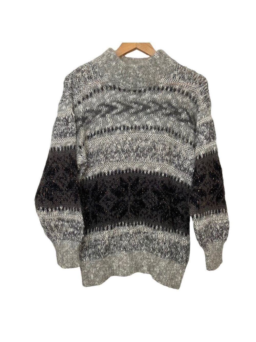 Vintage Alison H mohair wool blend knit sweater fair isle Small